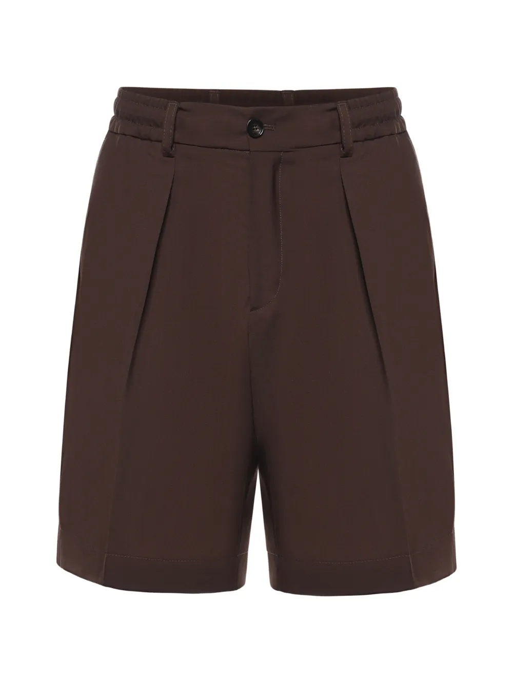 BE ABLE Havier pleated elasticated-waist wool-blend shorts - Marrone