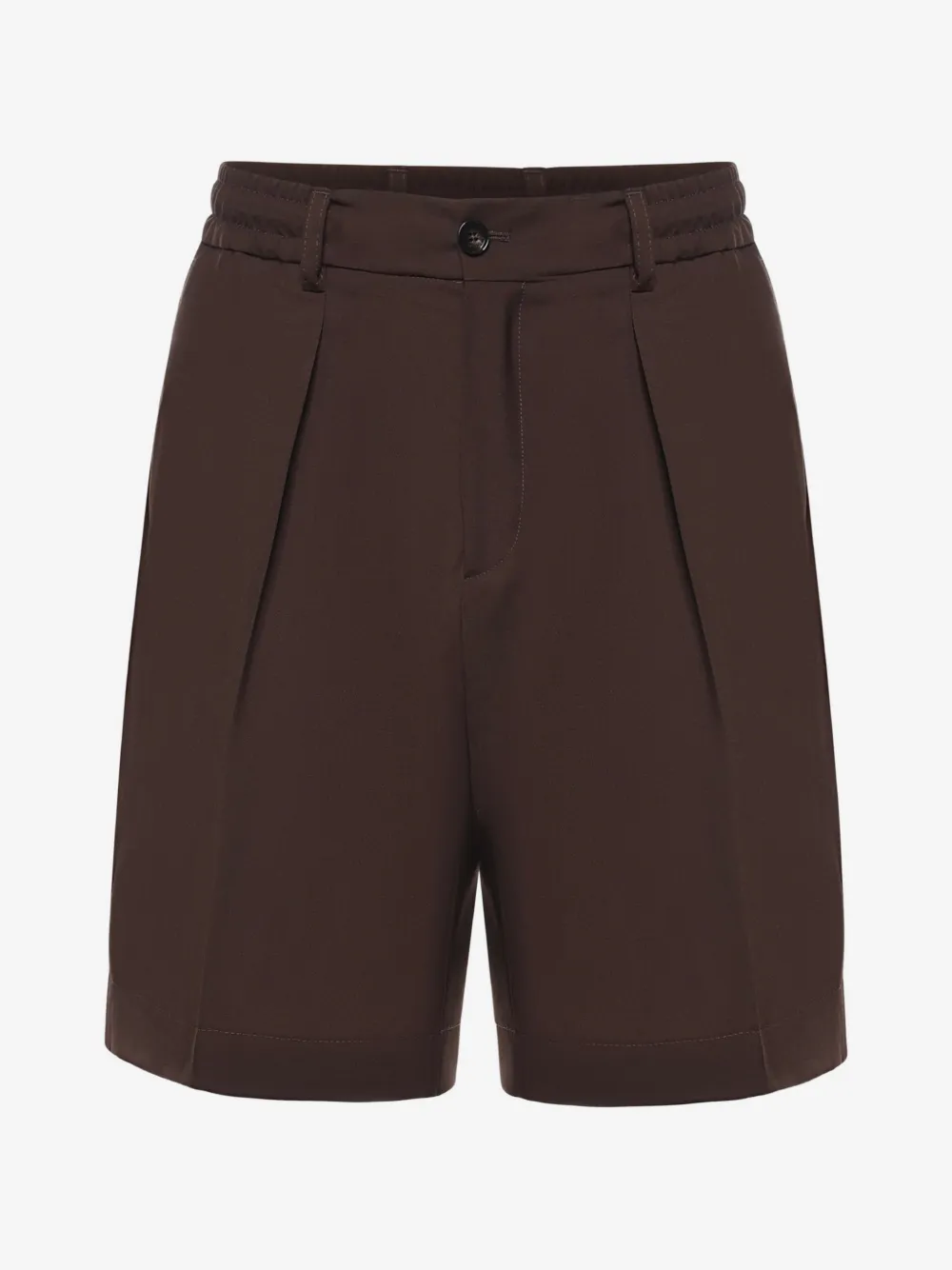 BE ABLE Havier pleated elasticated-waist wool-blend shorts | Brown | Image 1