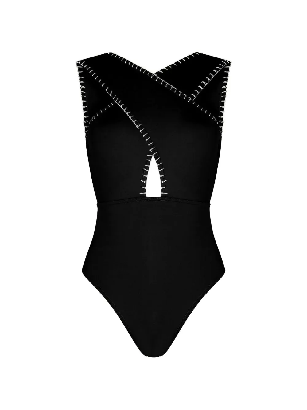 KIÓHNE Coral hand-embroidered swimsuit - Nero