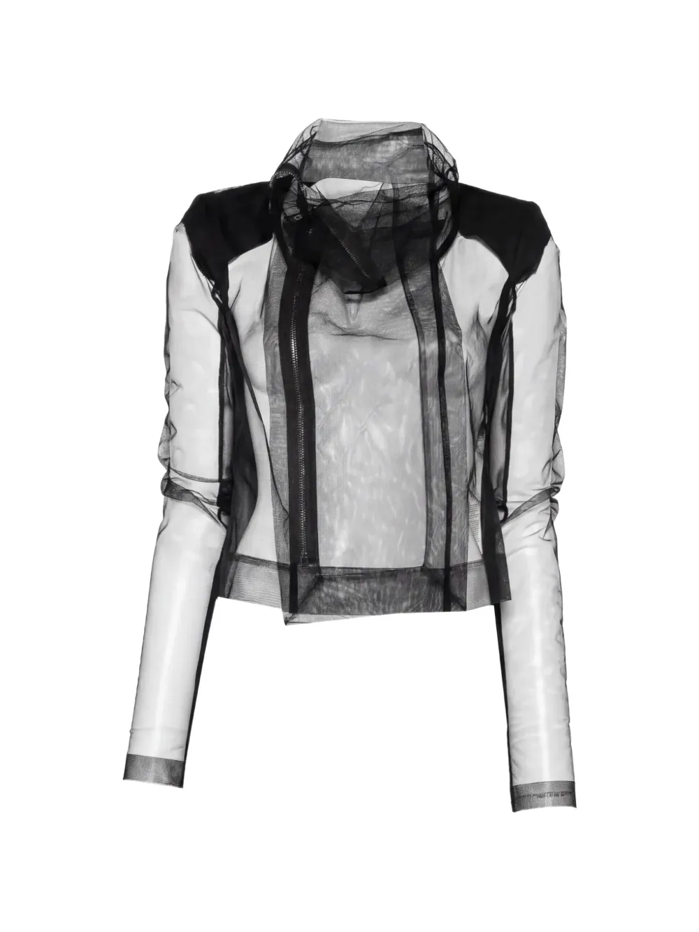 Rick Owens sheer asymmetric-zip jacket - Black