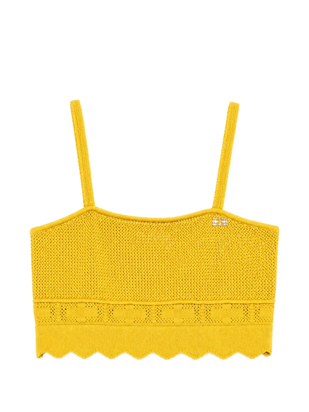 Elisabetta Franchi La Mia Bambina scalloped-edge knitted top - Giallo