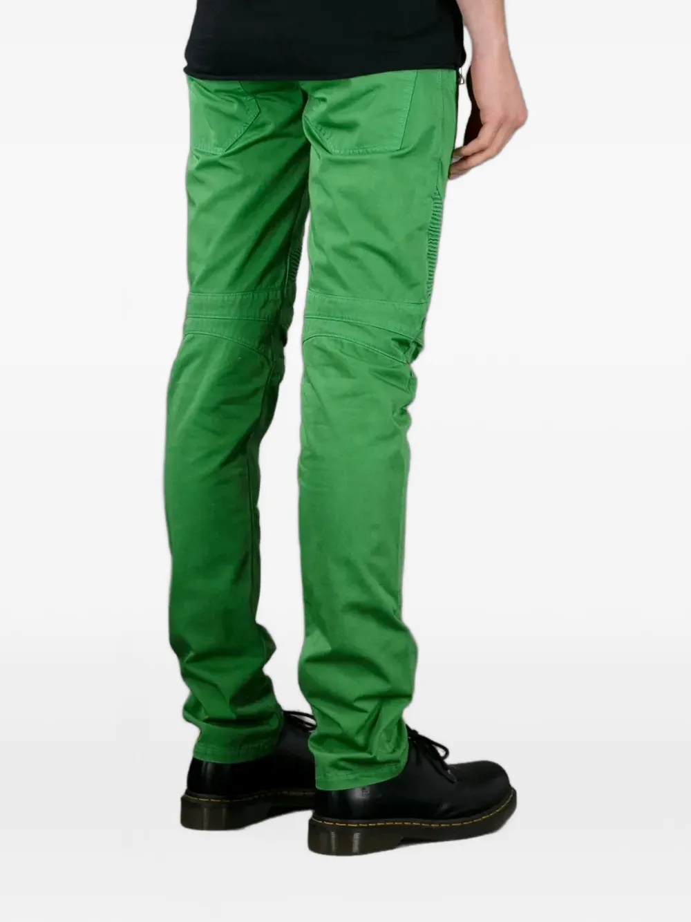Balmain Biker jeans met geribbeld vlak Groen