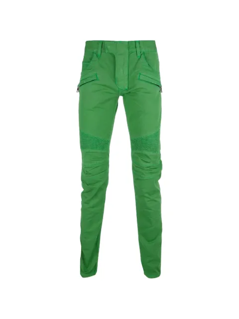 Balmain ribbed-panel Biker jeans
