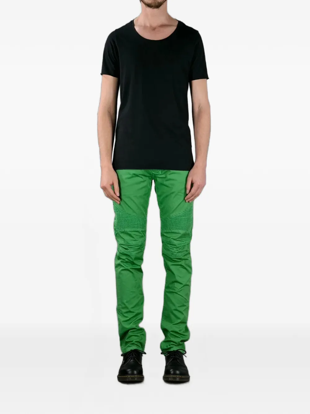 Balmain Biker jeans met geribbeld vlak Groen