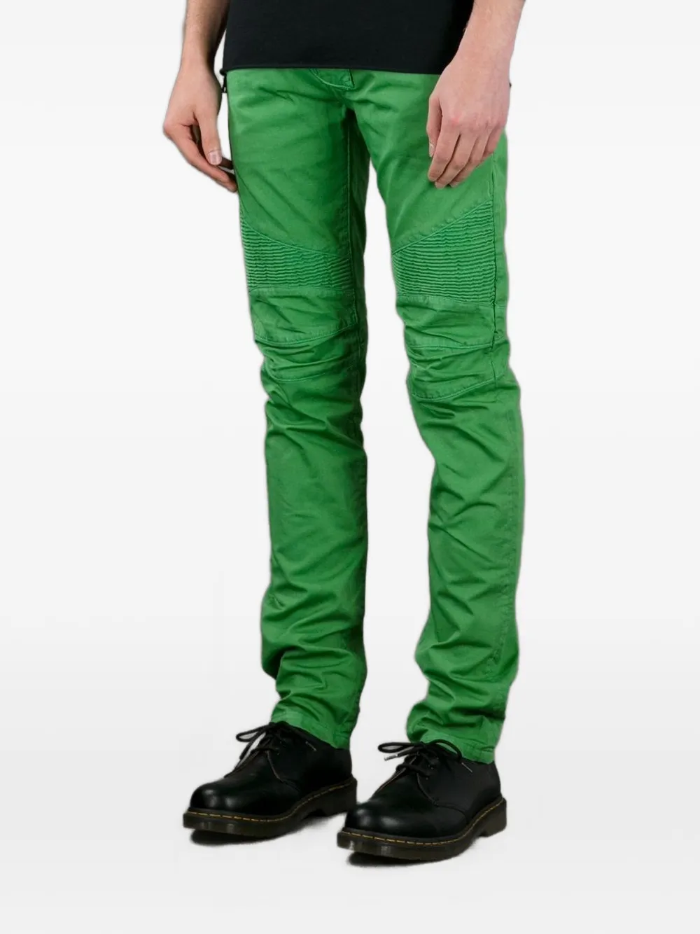 Balmain Biker jeans met geribbeld vlak Groen