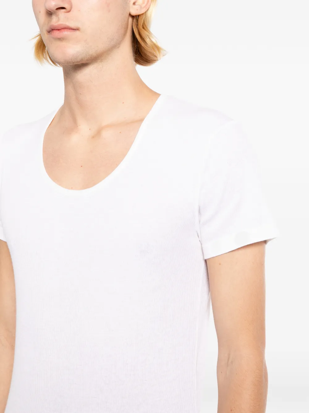 Balmain Curved-hem T-shirt In White