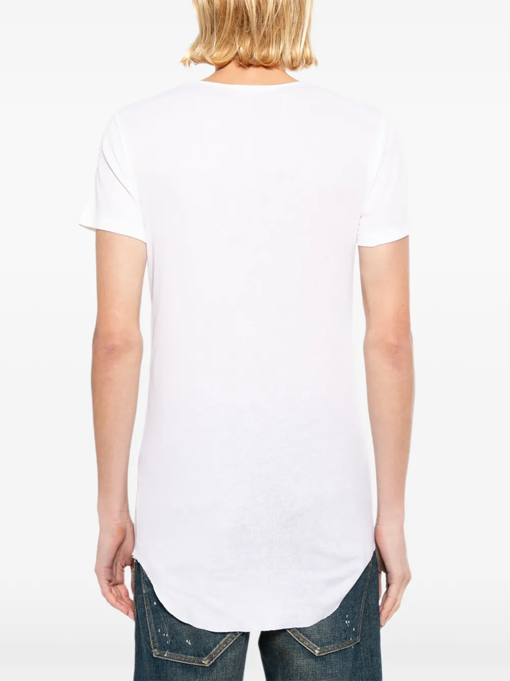 Balmain Curved-hem T-shirt In White