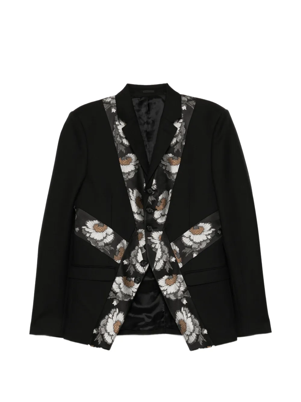 Alexander McQueen floral-jacquard panelled jacket - Black