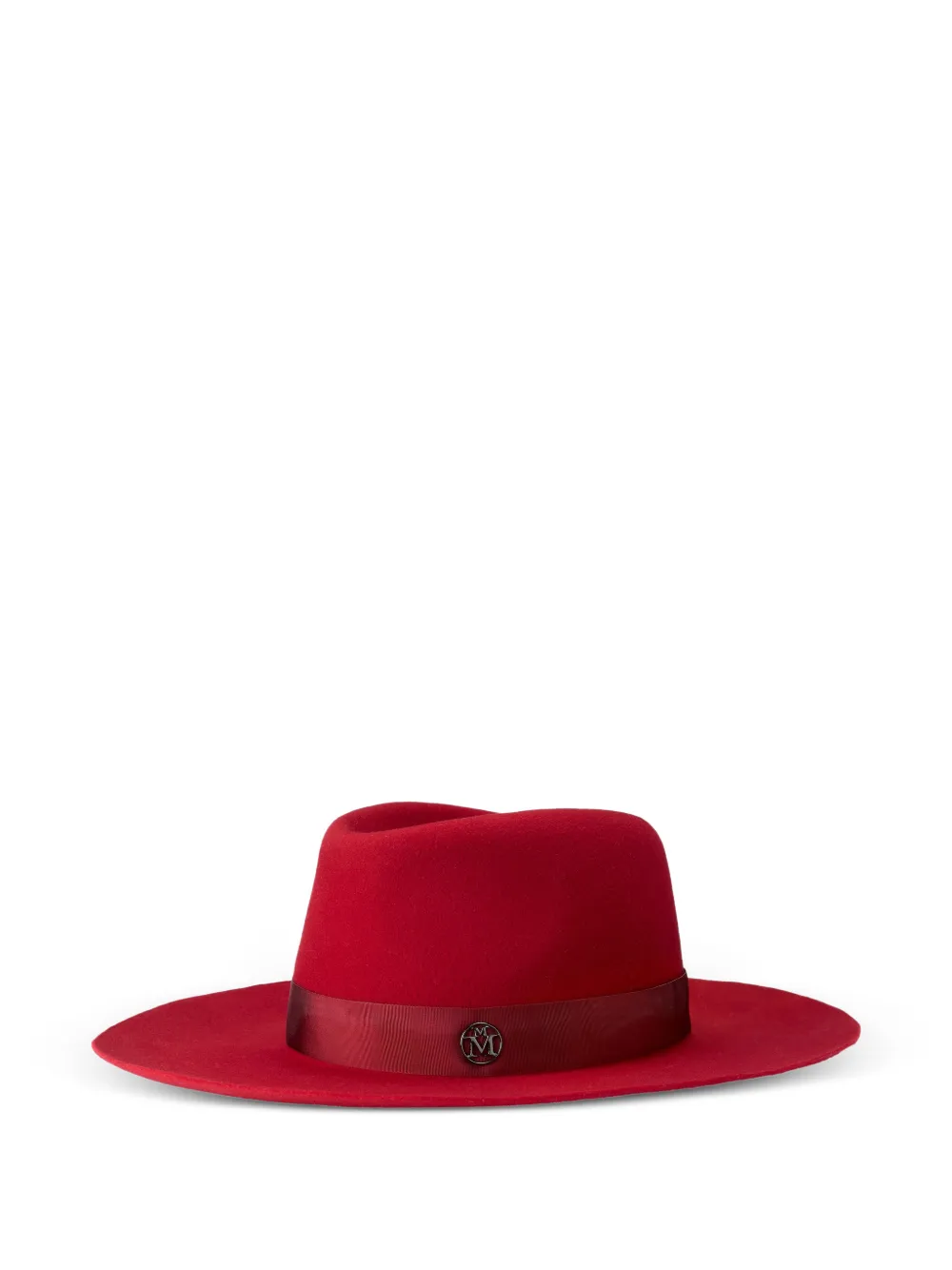 Maison Michel Mimi hoed verfraaid met logo Rood