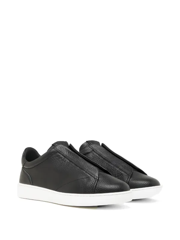 Bally Grainy-leather Slip-on Sneakers in Black