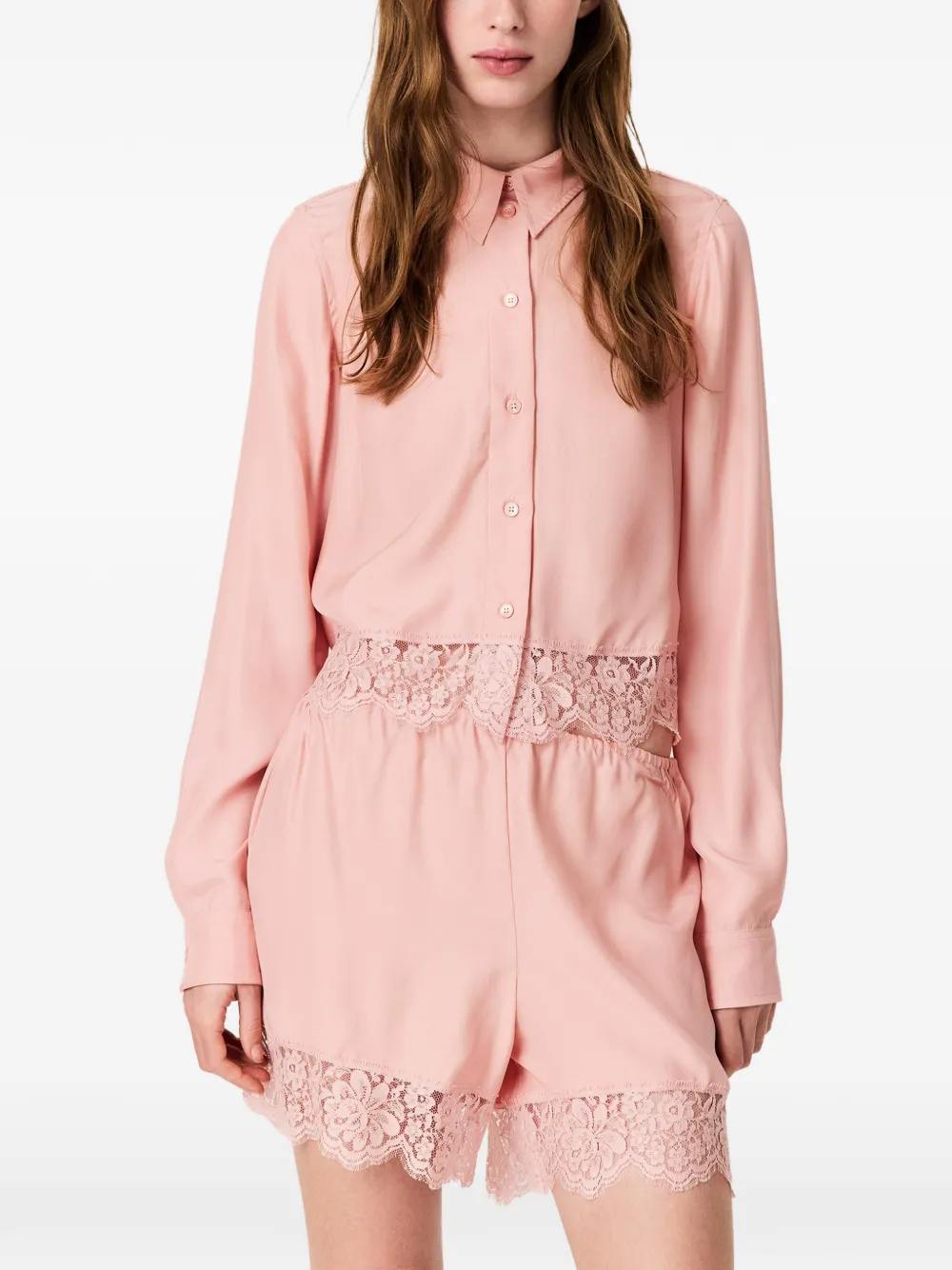 Stella McCartney Blouse met kanten afwerking Roze