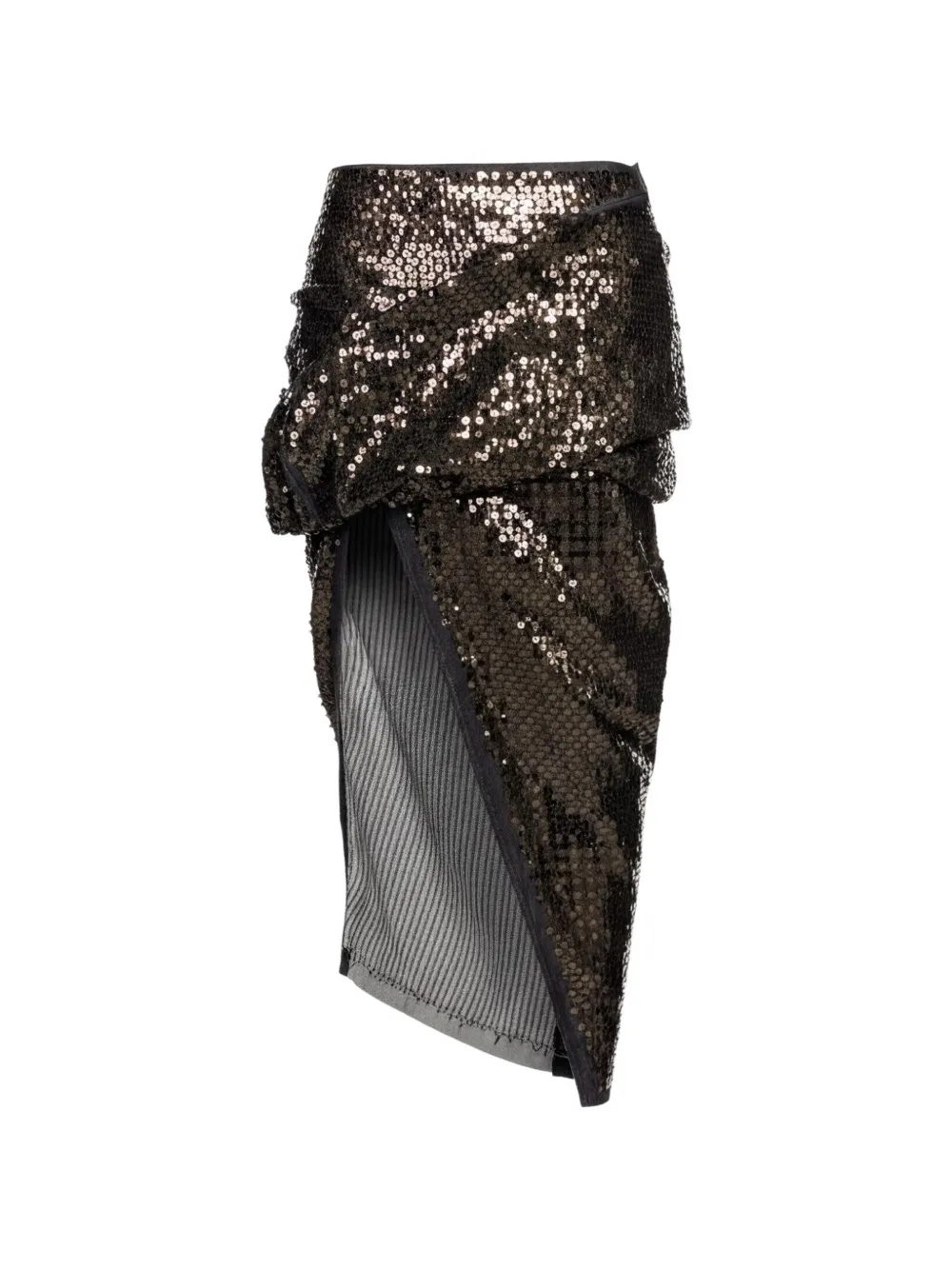 Rick Owens sequin-embellished draped midi skirt - Nero