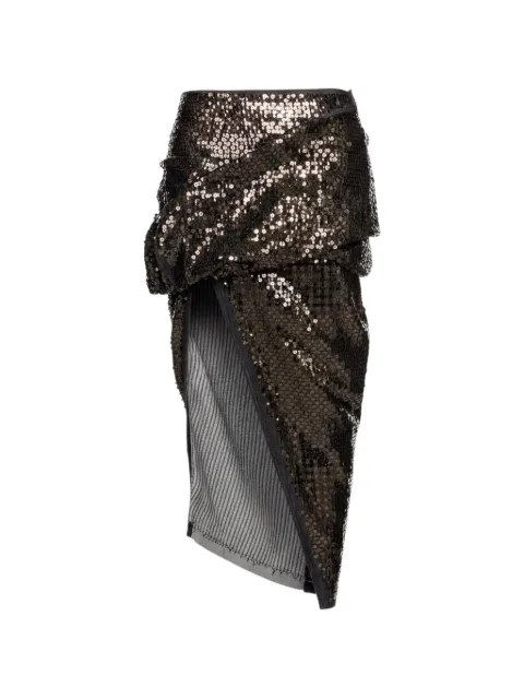 Rick Owens falda midi con diseño drapeado y detalle de lentejuelas