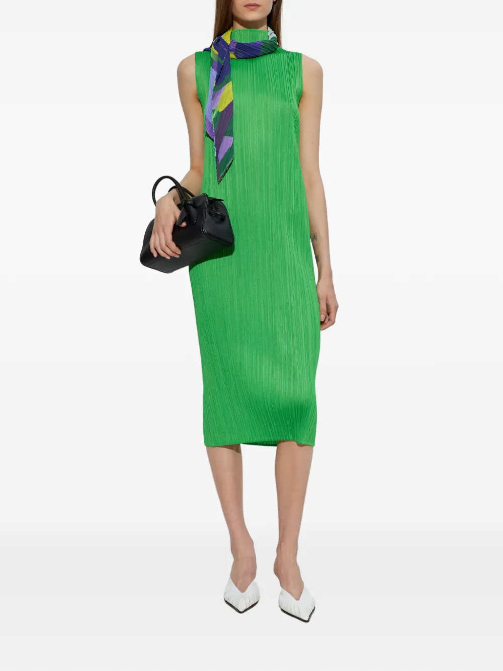 Pleats Please Issey Miyake Geplooide midi-jurk Groen