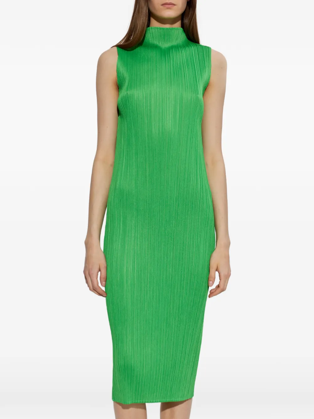 Pleats Please Issey Miyake Geplooide midi-jurk Groen