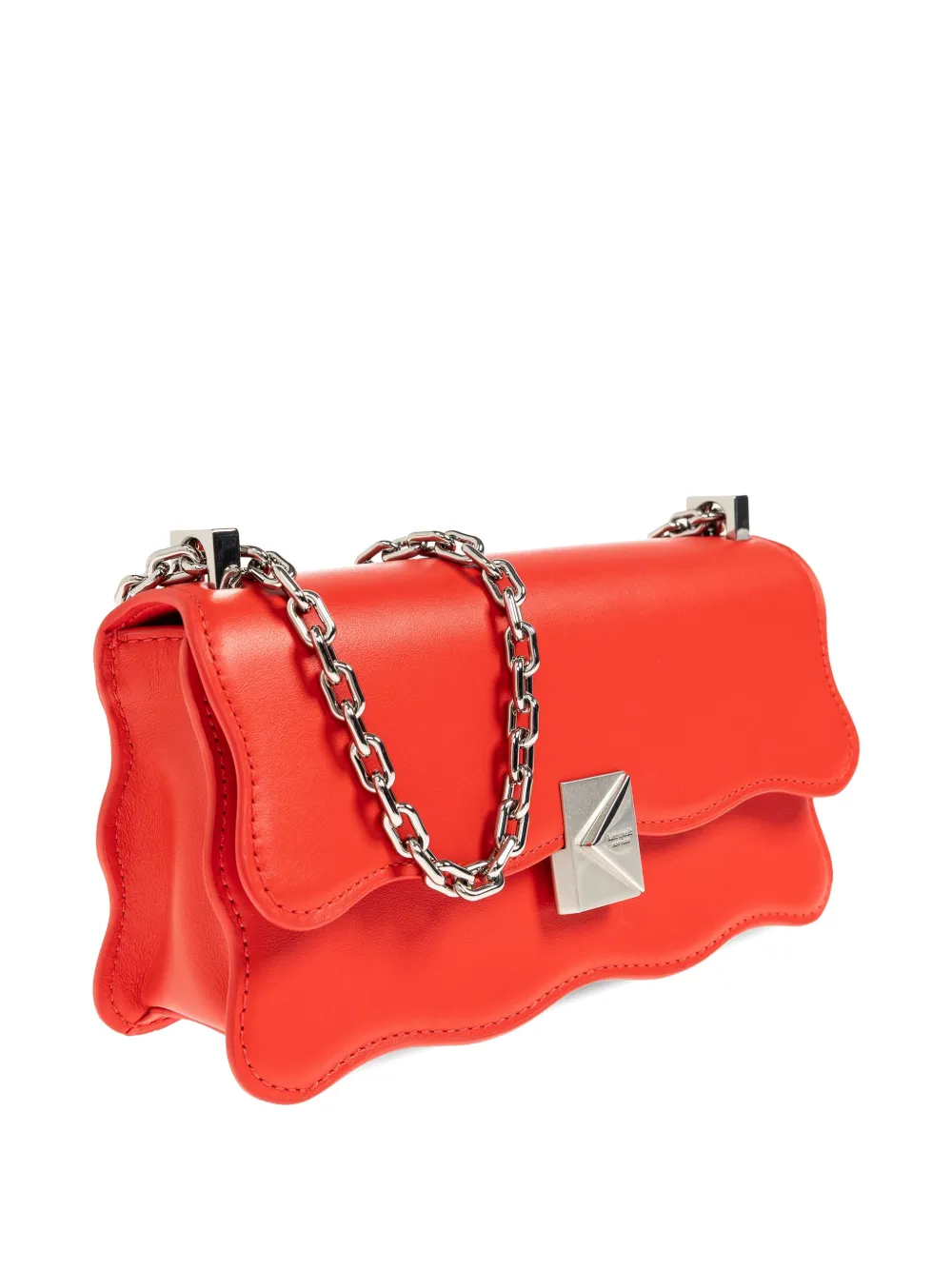 Kate Spade Deco Wavy leren mini-crossbodytas met gewelfde afwerking Rood