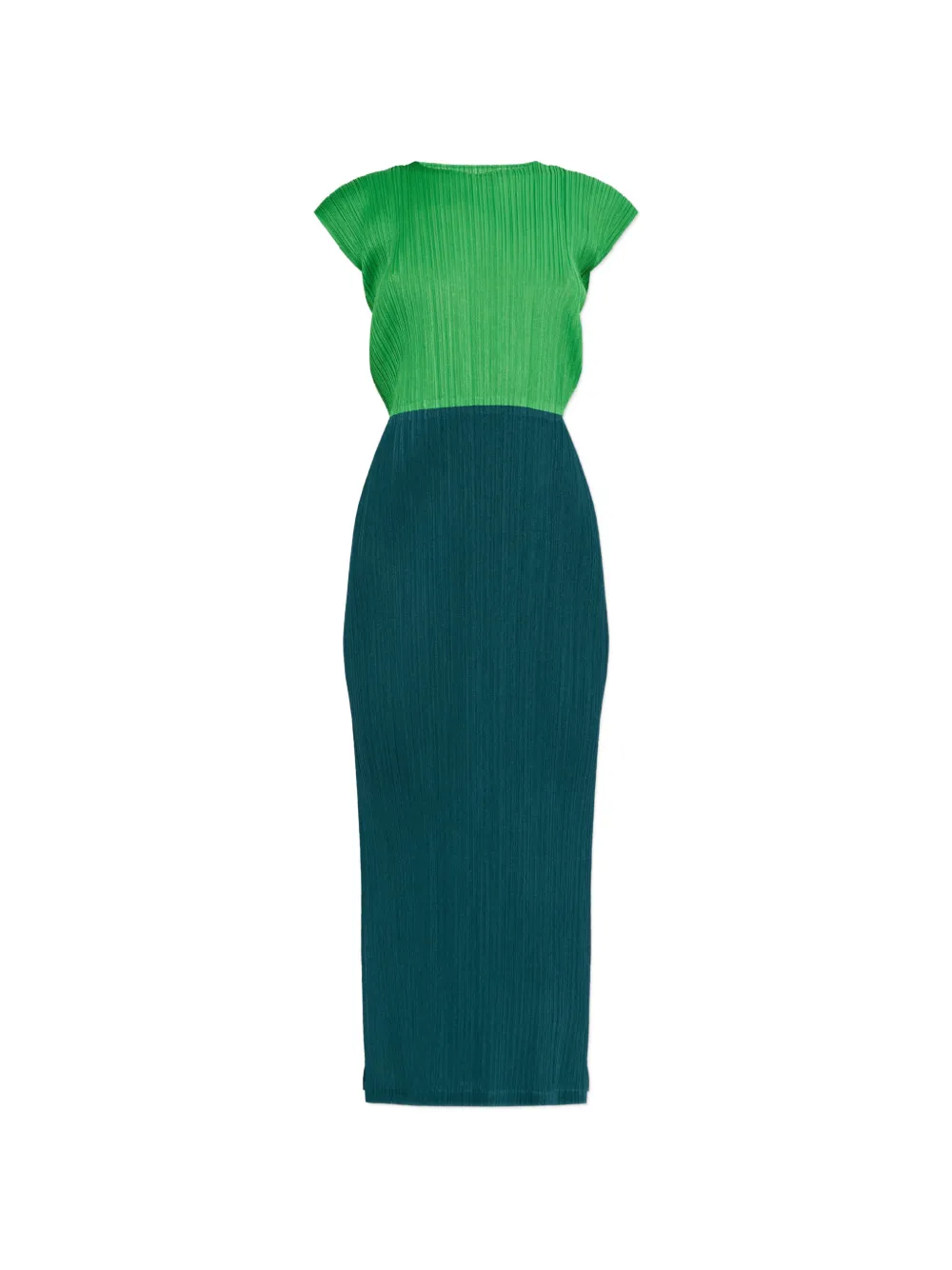 Pleats Please Issey Miyake Swing colour-block midi dress - Verde