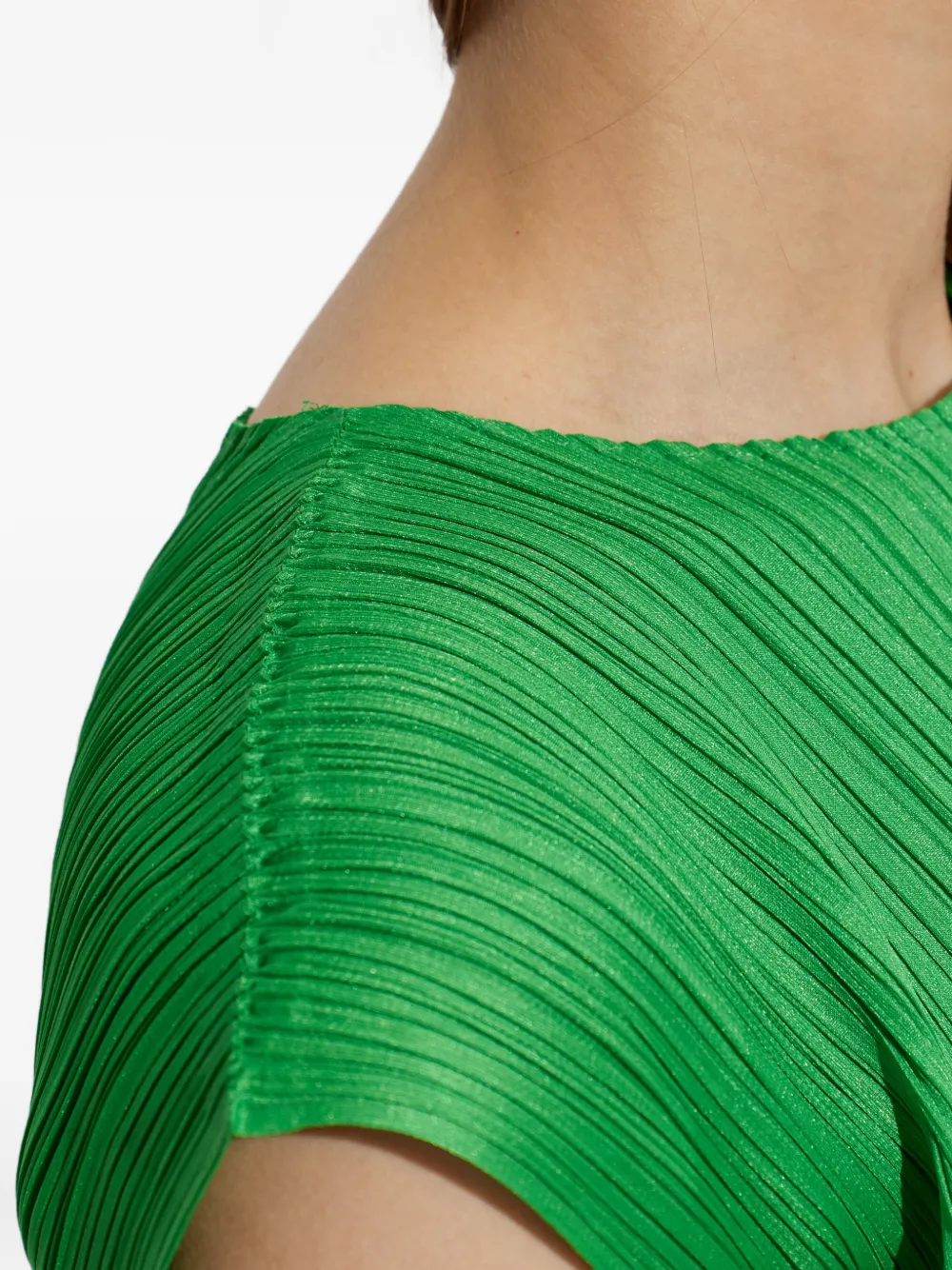 Pleats Please Issey Miyake Swing midi-jurk met colourblocking Groen