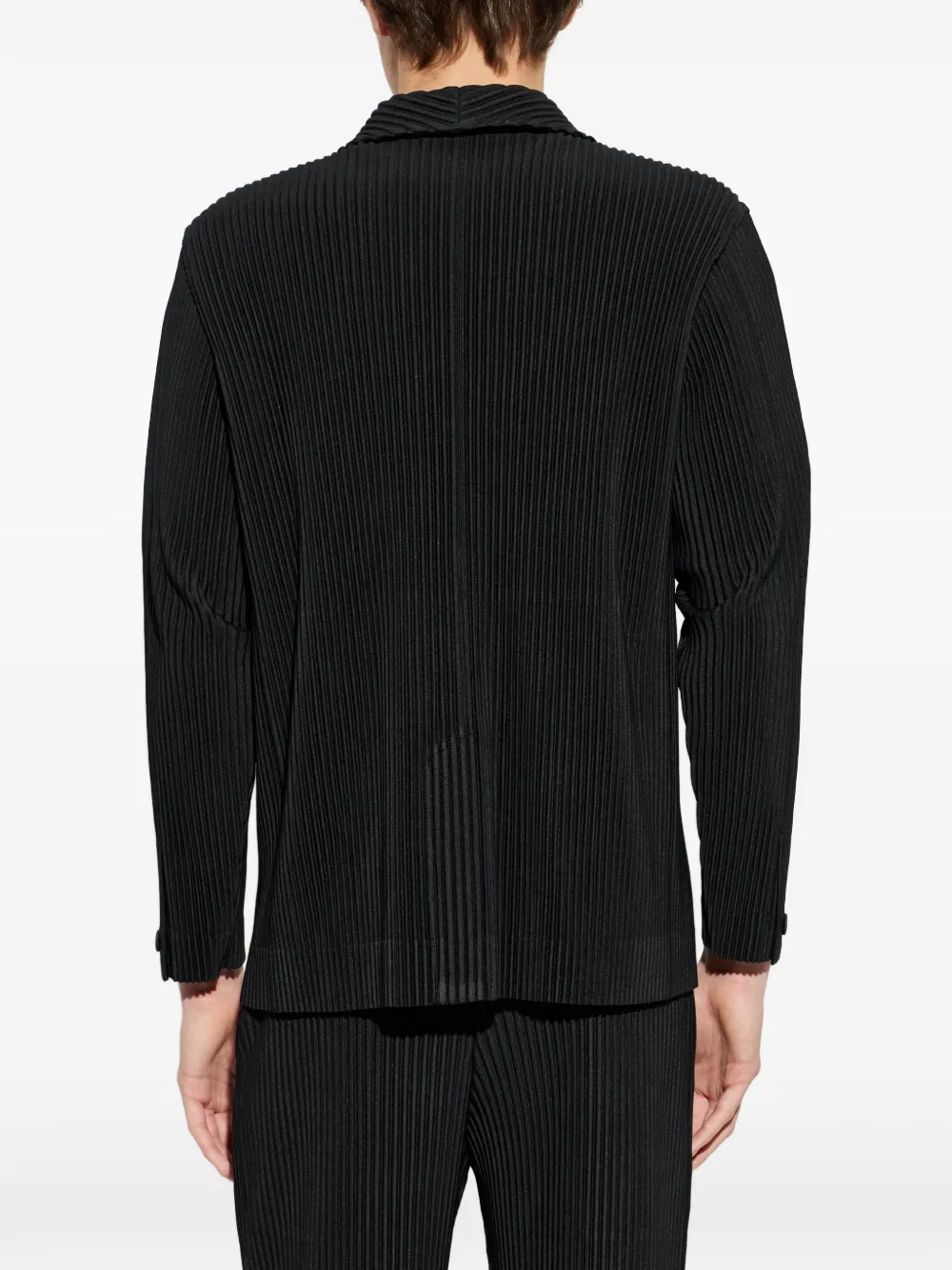 Homme Plissé Issey Miyake Jack met gekerfde revers en plissé-effect Zwart