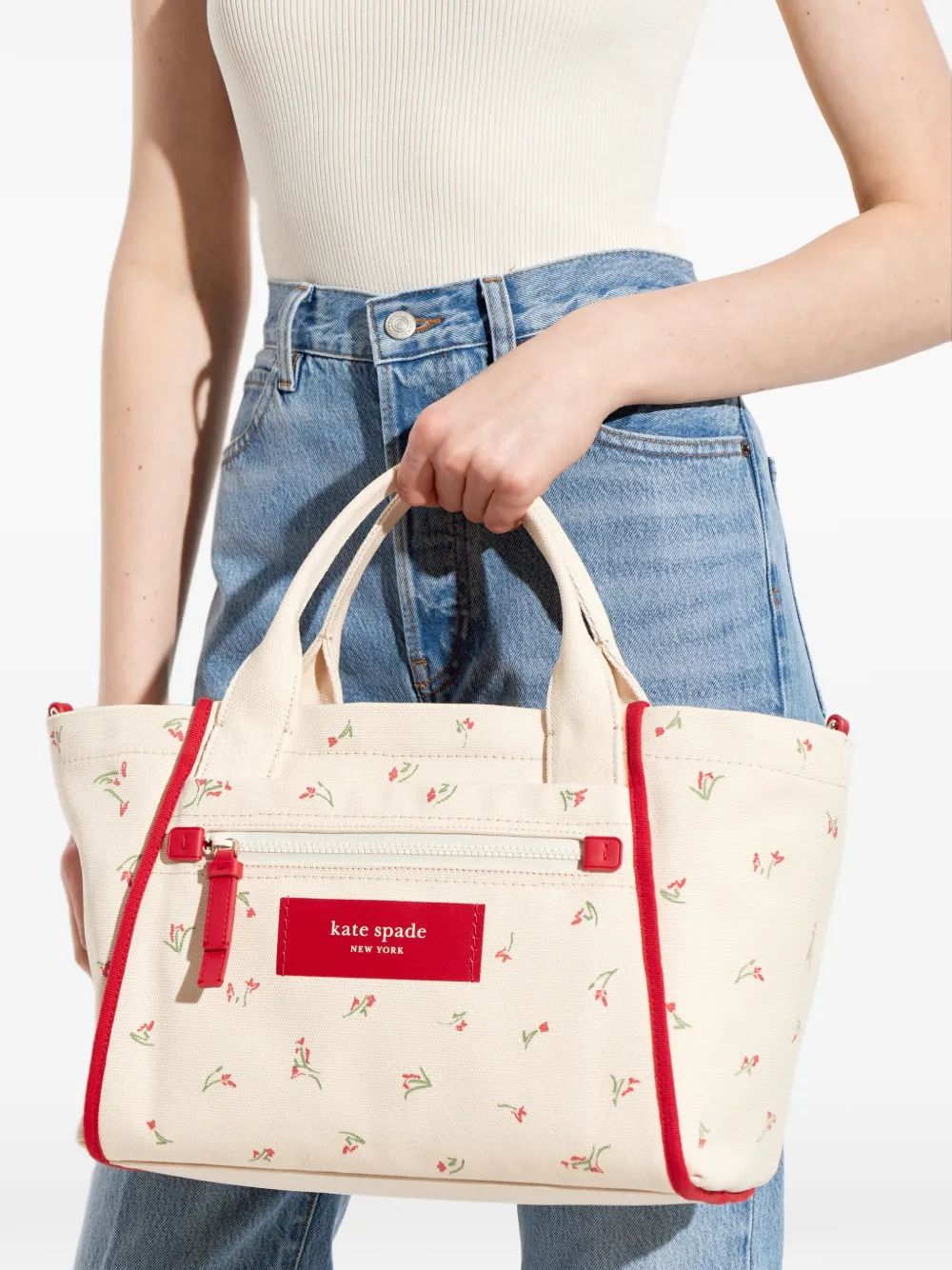 Kate Spade Dash canvas shopper met bloemen-print Beige