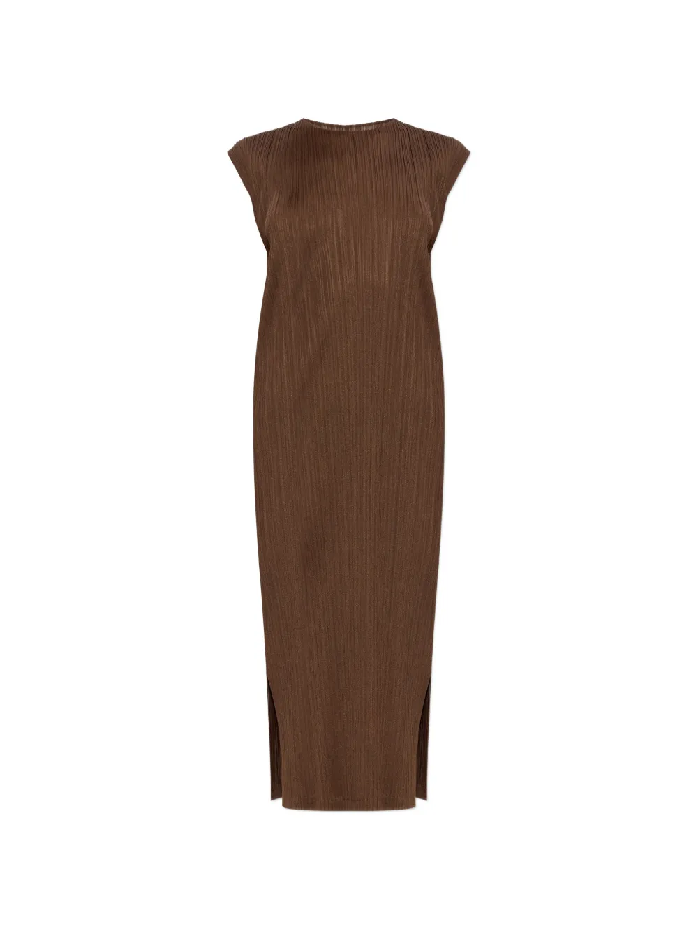Pleats Please Issey Miyake Swing Solid pleated midi dress - Marrone