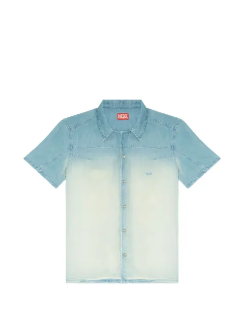 Diesel short-sleeve shirt in fluid overdyed denim