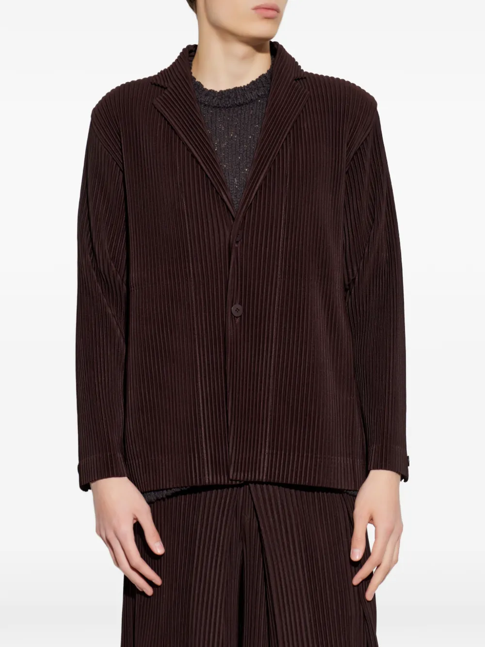 Homme Plissé Issey Miyake Geplooide blazer Bruin