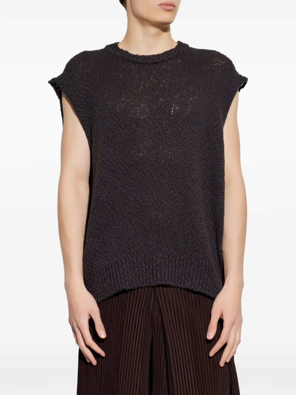Homme Plissé Issey Miyake Risotto mouwloze trui Bruin