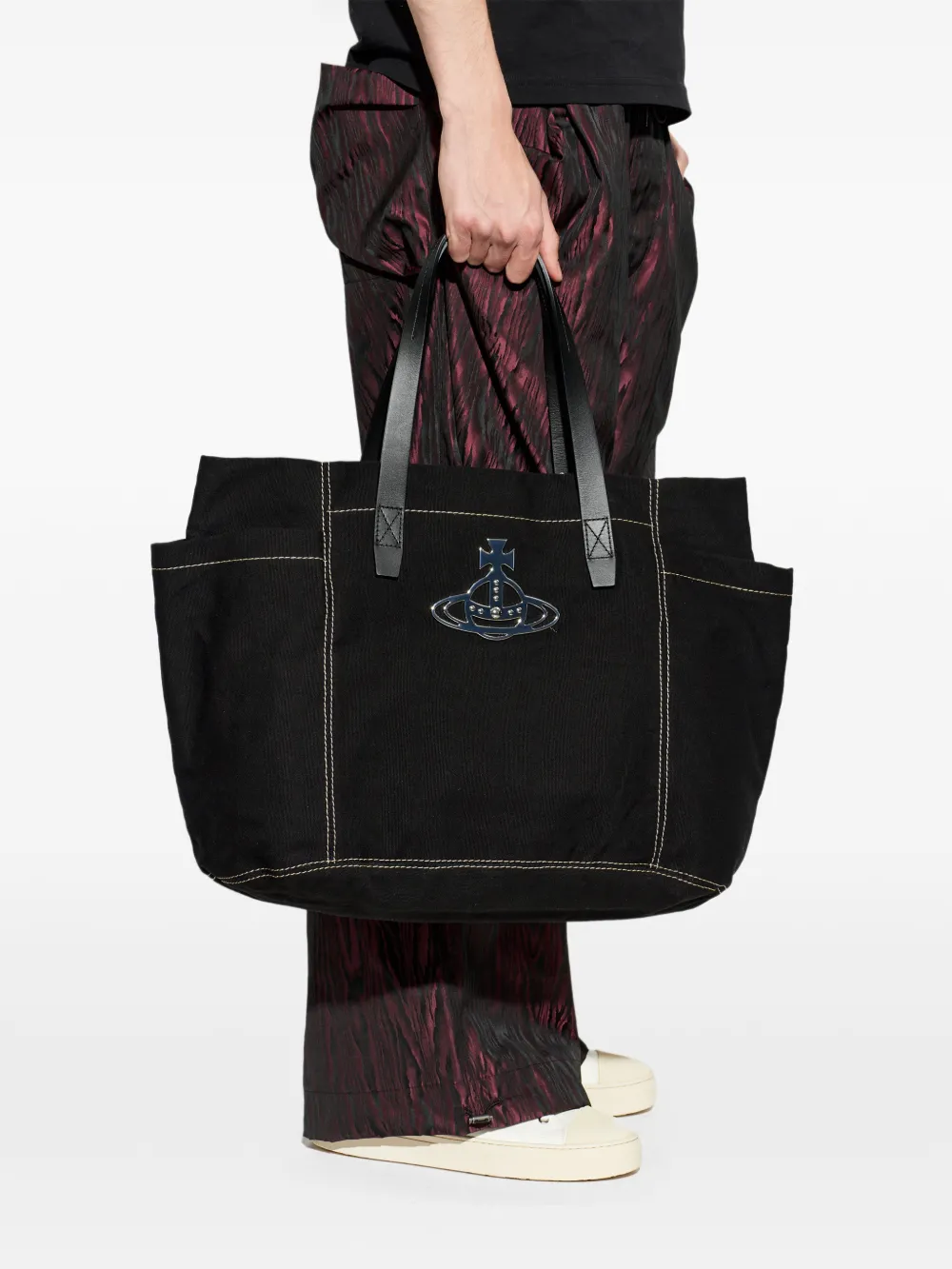 Vivienne Westwood Henry Orb medium shopper met contrasterend stiksel Zwart