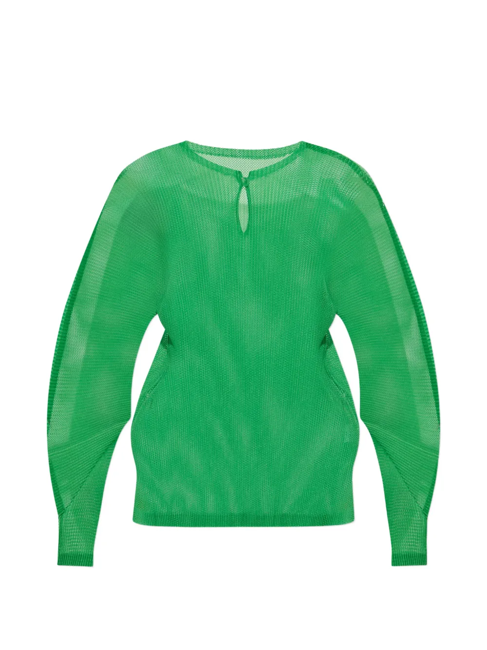 Pleats Please Issey Miyake Tatami April keyhole-neck blouse - Verde