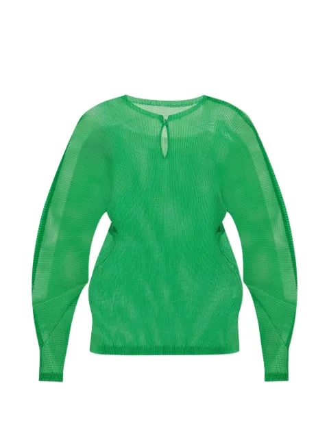 Pleats Please Issey Miyake Tatami April keyhole-neck blouse