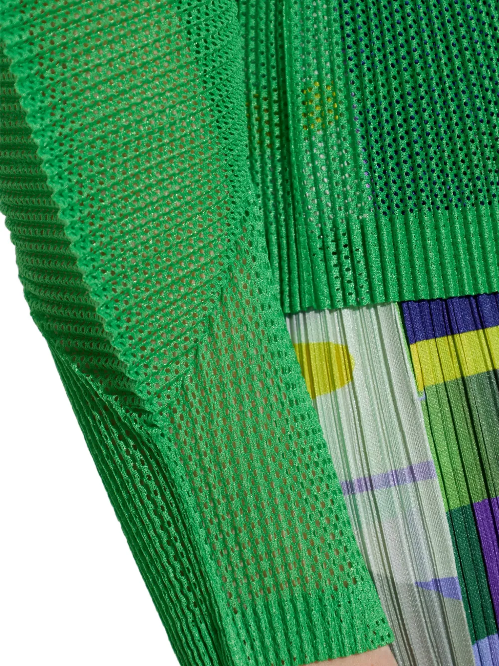 Pleats Please Issey Miyake Tatami April blouse met keyhole hals Groen