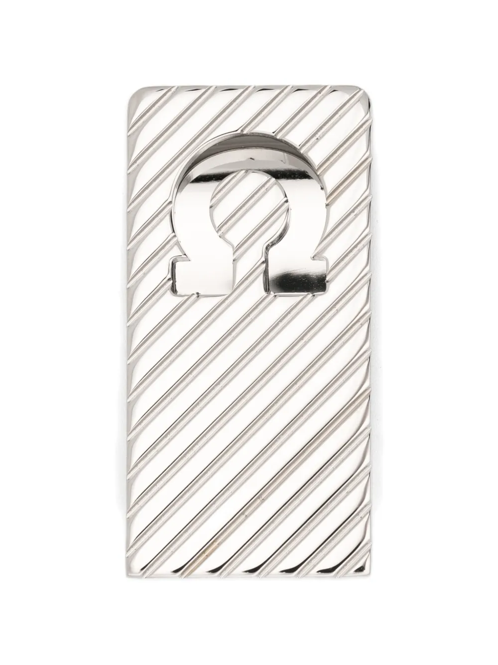Ferragamo Gancini-logo striped tie clip - Silber
