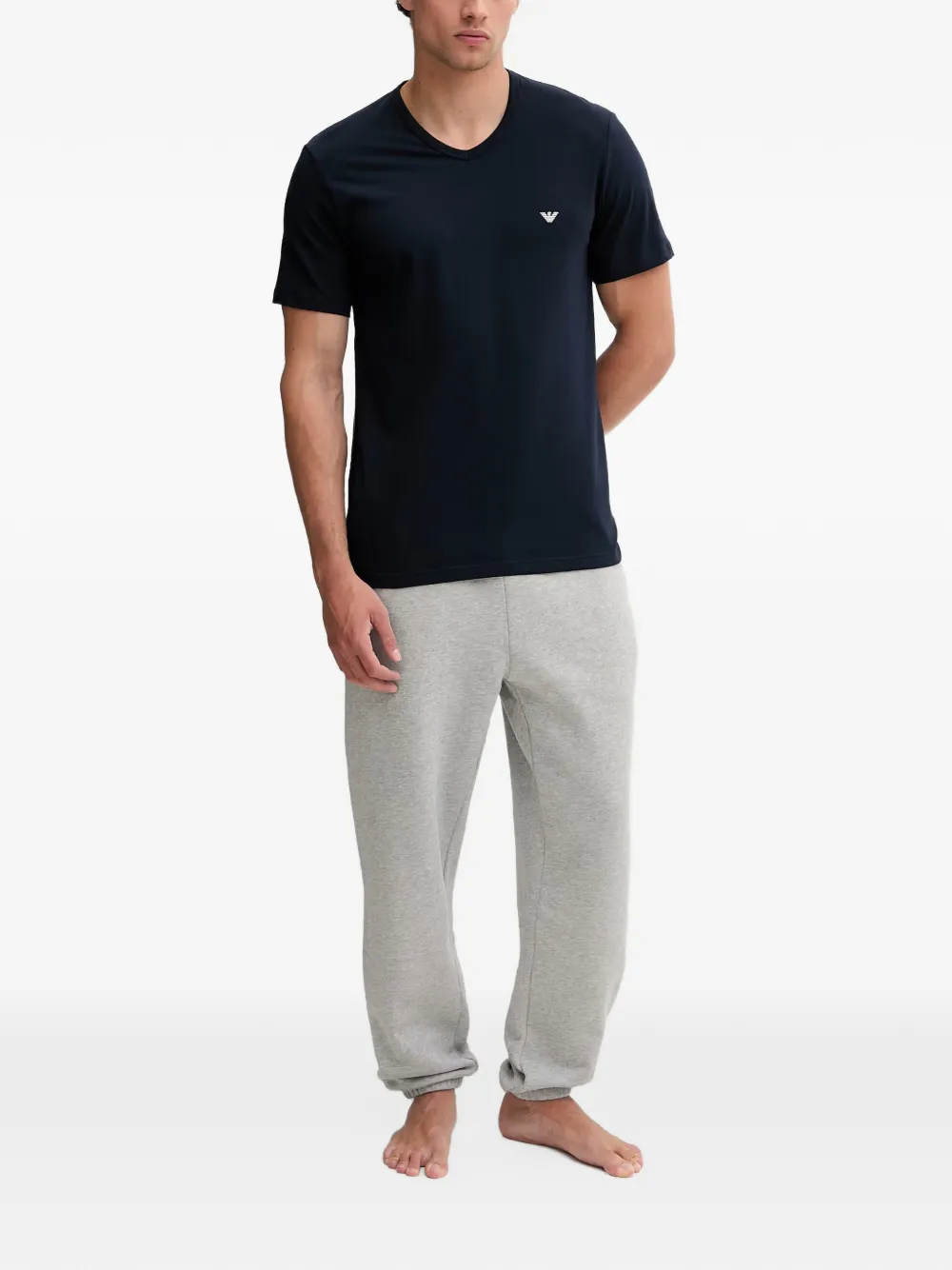 Emporio Armani Twee T-shirts met V-hals en logo-print Blauw