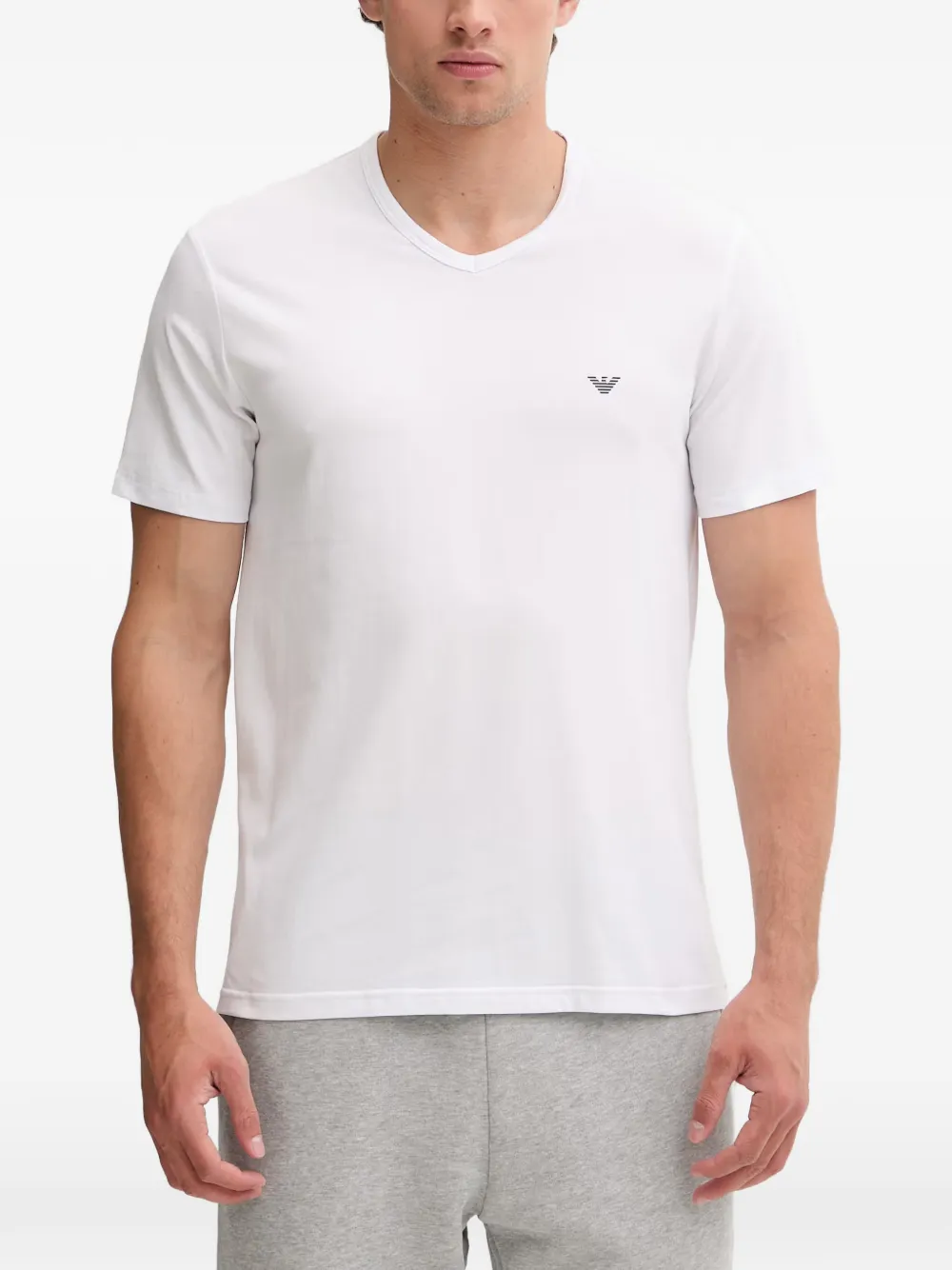 Emporio Armani Twee T-shirts met V-hals en logo-print Blauw