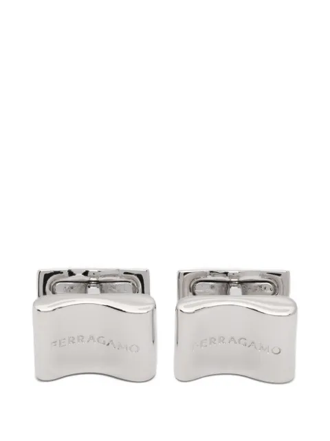 Ferragamo logo-engraved curved cufflinks