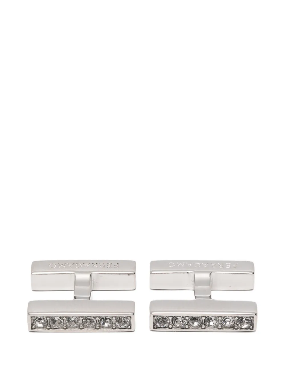 Ferragamo crystal-embellished logo-engraved cufflinks - Silber