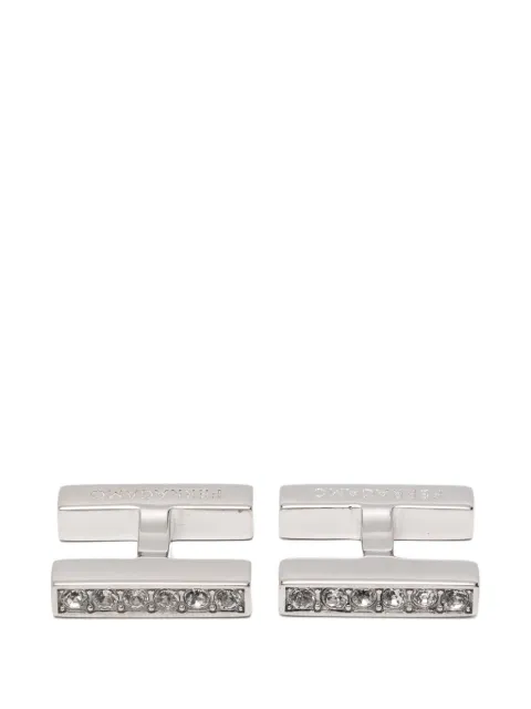 Ferragamo crystal-embellished logo-engraved cufflinks