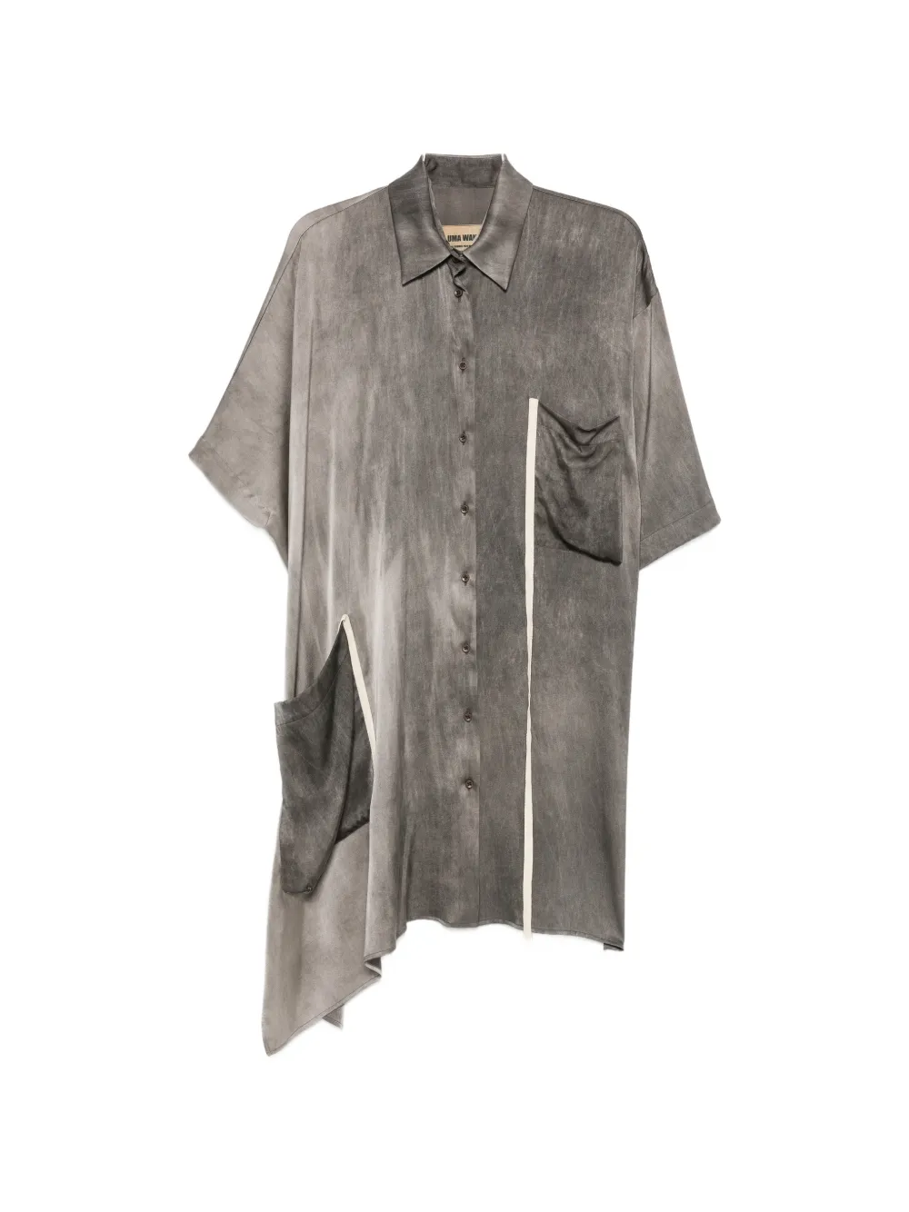 Uma Wang asymmetric-hem short-sleeve shirt - Grigio
