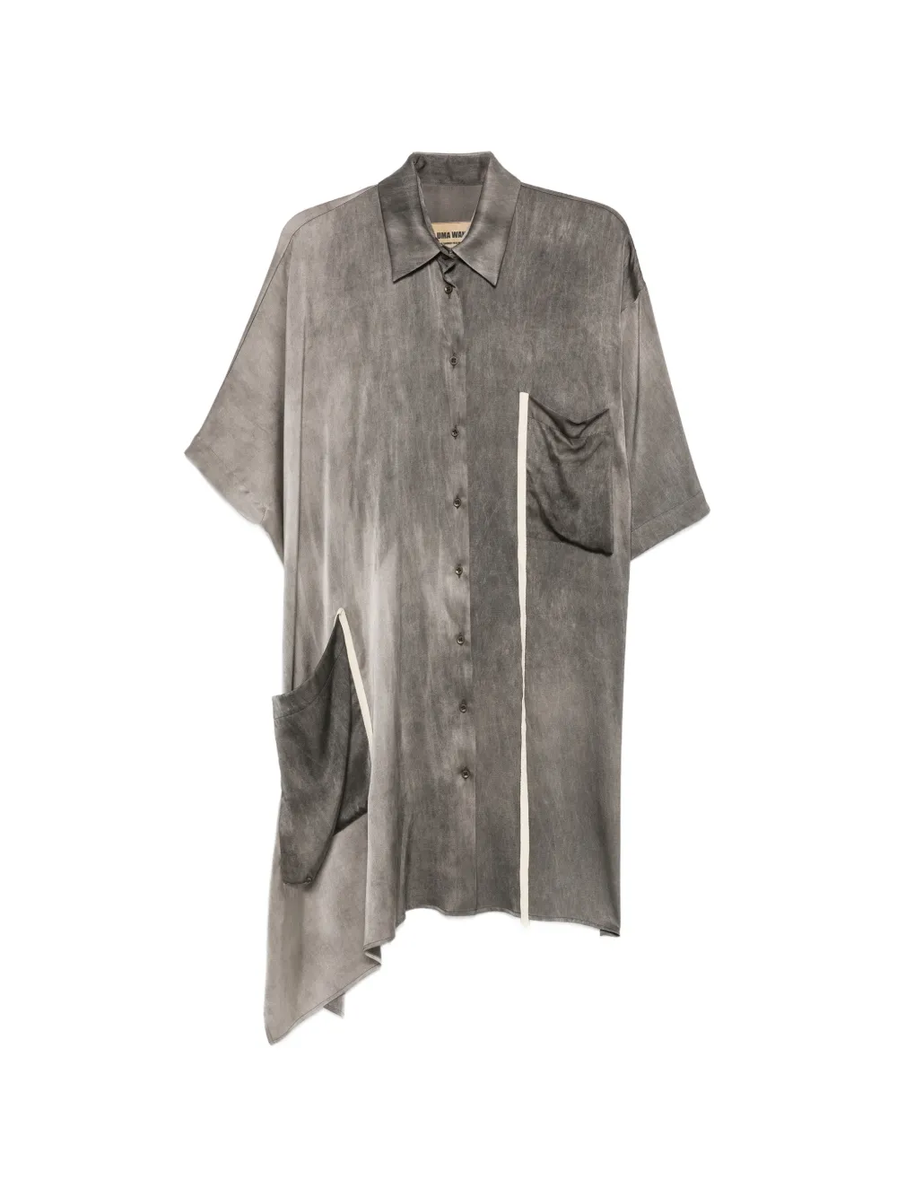 Uma Wang asymmetric-hem short-sleeve shirt - Grey