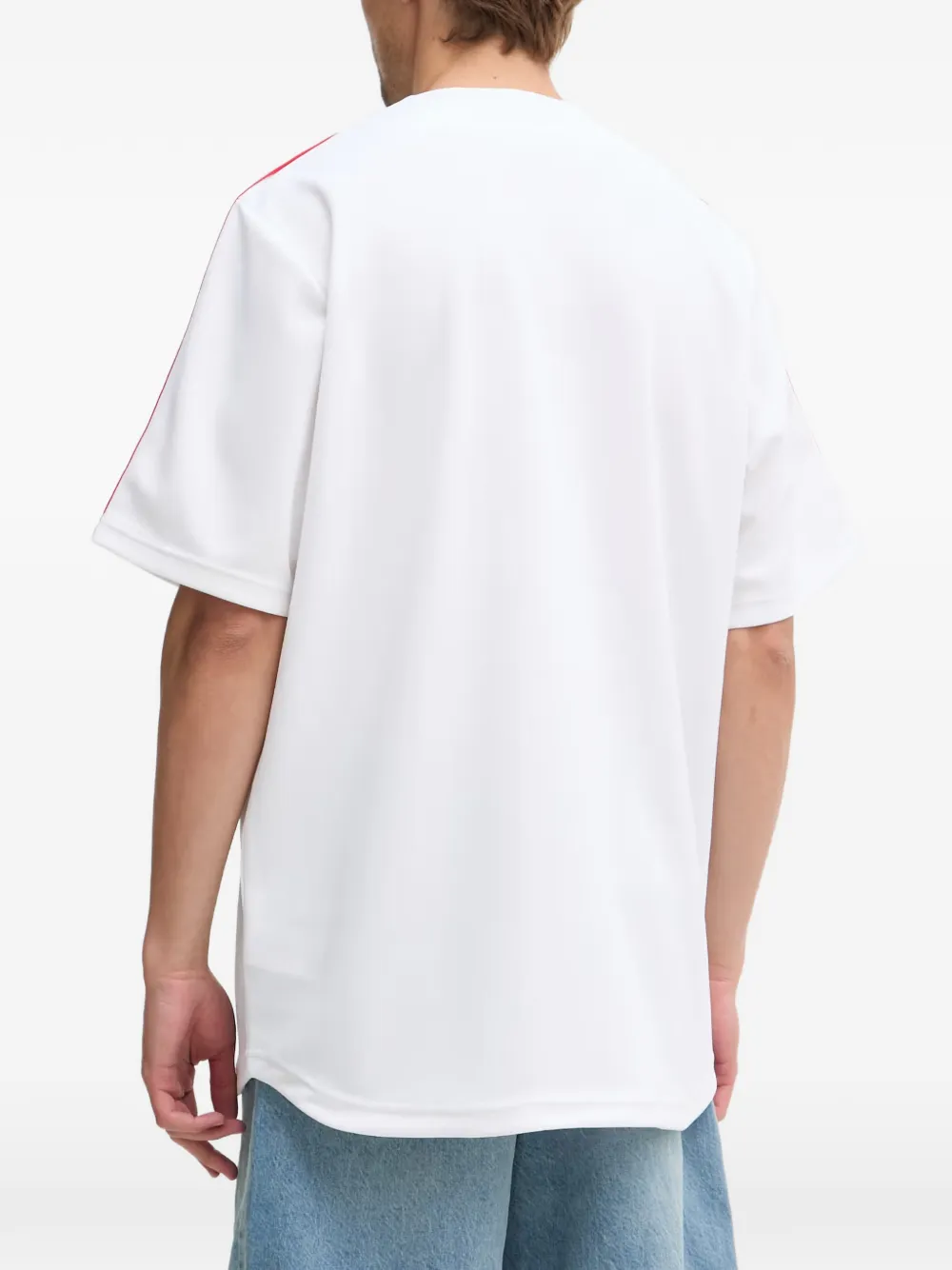 adidas Overhemd met geborduurd logo en gestreepte mouwen Wit