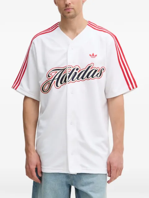 adidas logo-embroidered striped-sleeve shirt