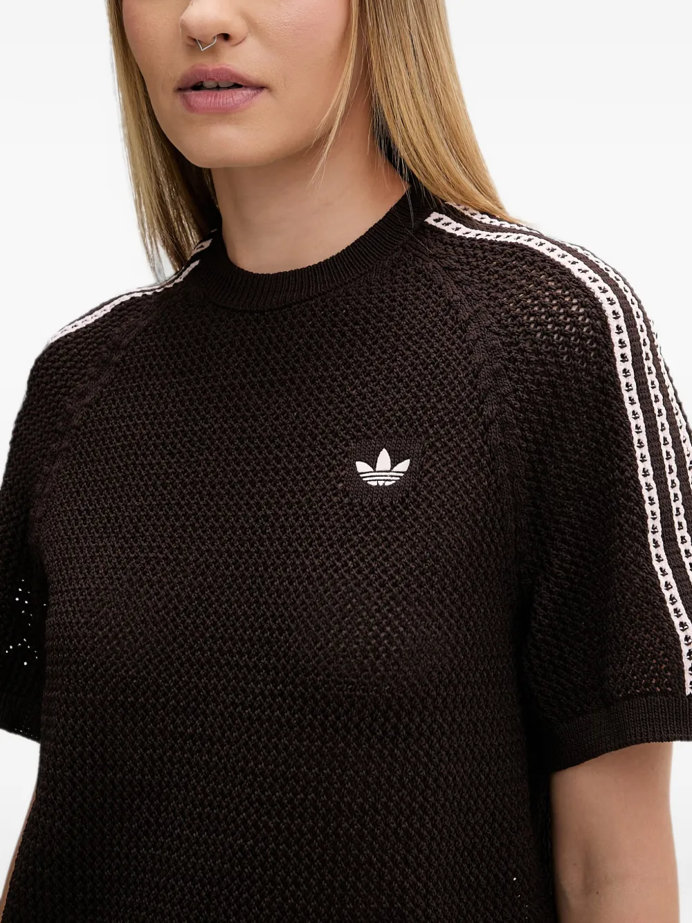adidas crochet-knit logo-embroidered mini dress Bruin