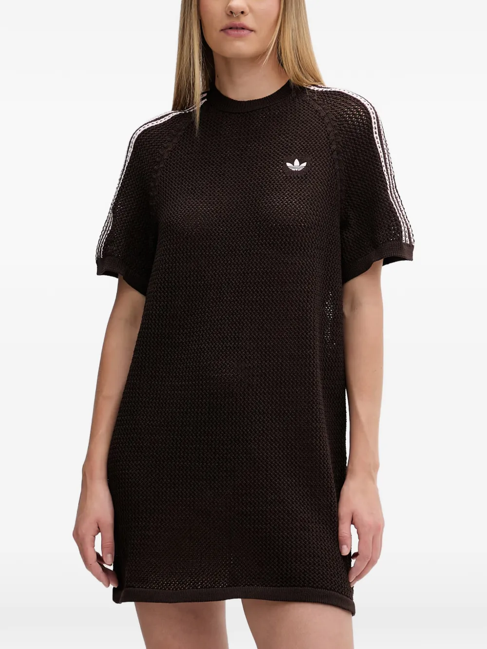 adidas crochet-knit logo-embroidered mini dress Bruin