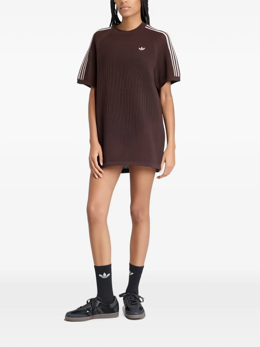 adidas Gehaakte mini-jurk met geborduurd logo Bruin