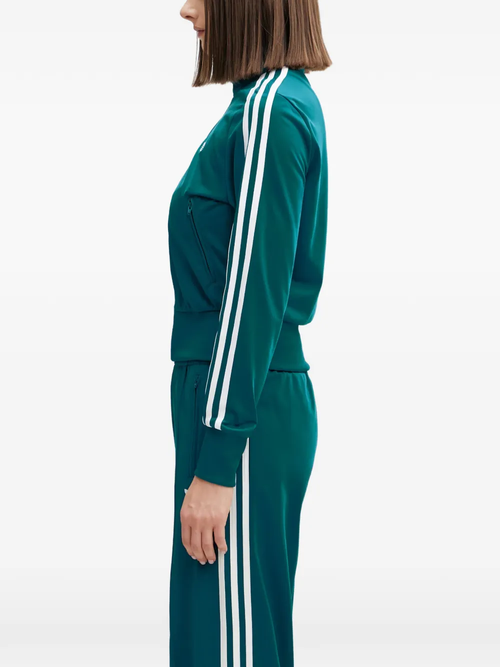 adidas Firebird logo-embroidered side-stripe zip-up sweatshirt Groen