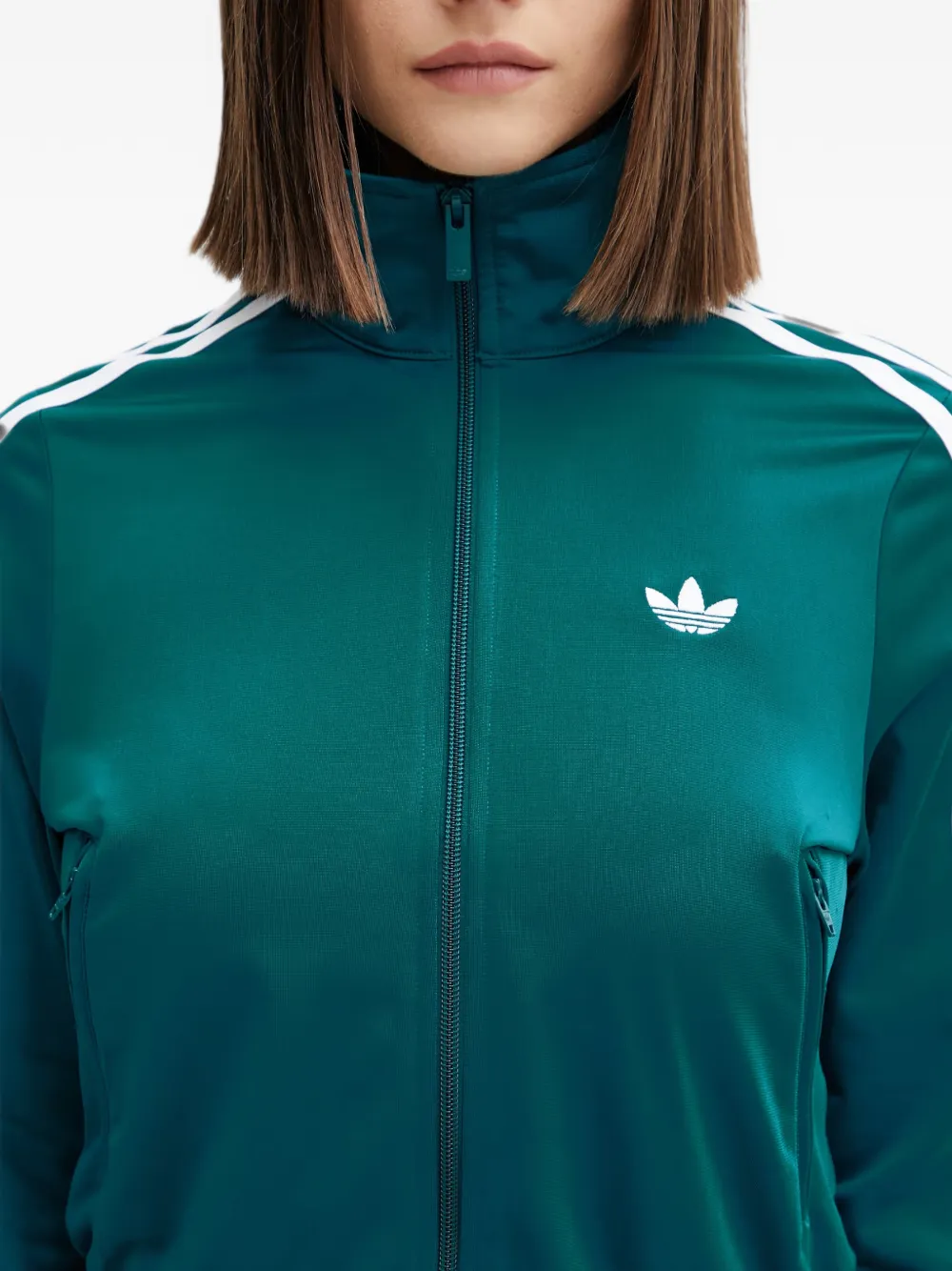 adidas Firebird logo-embroidered side-stripe zip-up sweatshirt Groen