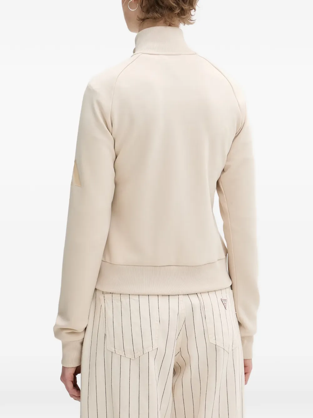 adidas Soft Luz logo-patch zip-up sweatshirt Beige