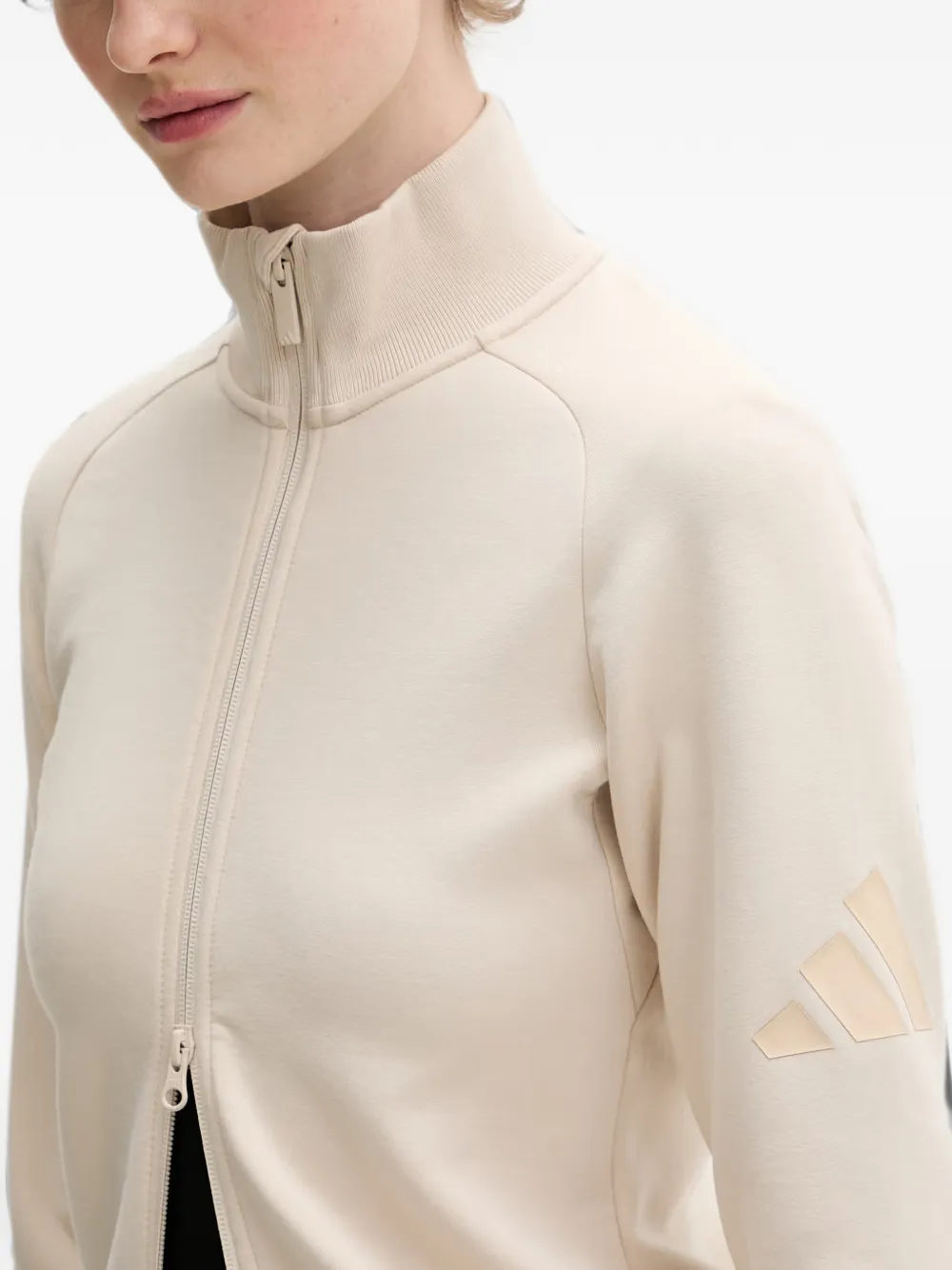 adidas Soft Luz logo-patch zip-up sweatshirt Beige