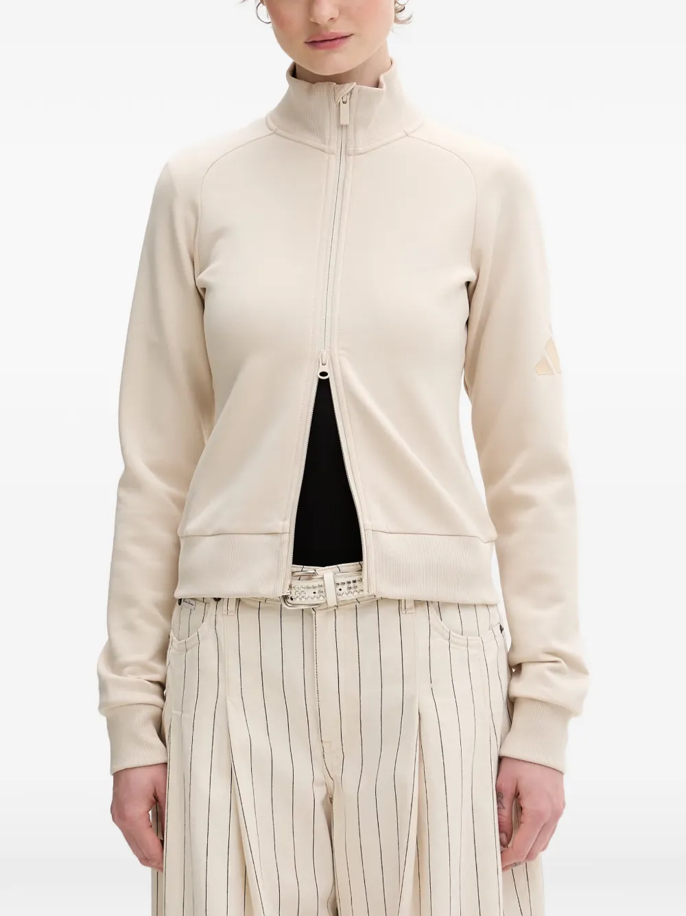 adidas Soft Luz logo-patch zip-up sweatshirt - Toni neutri